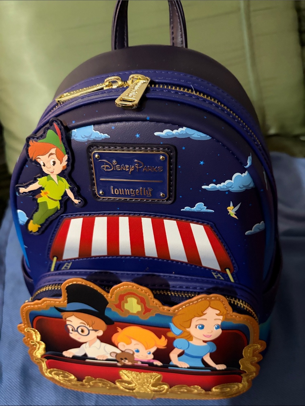 Loungefly Navy, Red, Gold Peter Pan Theater Ride Mini Backpack - Picture 5 of 5